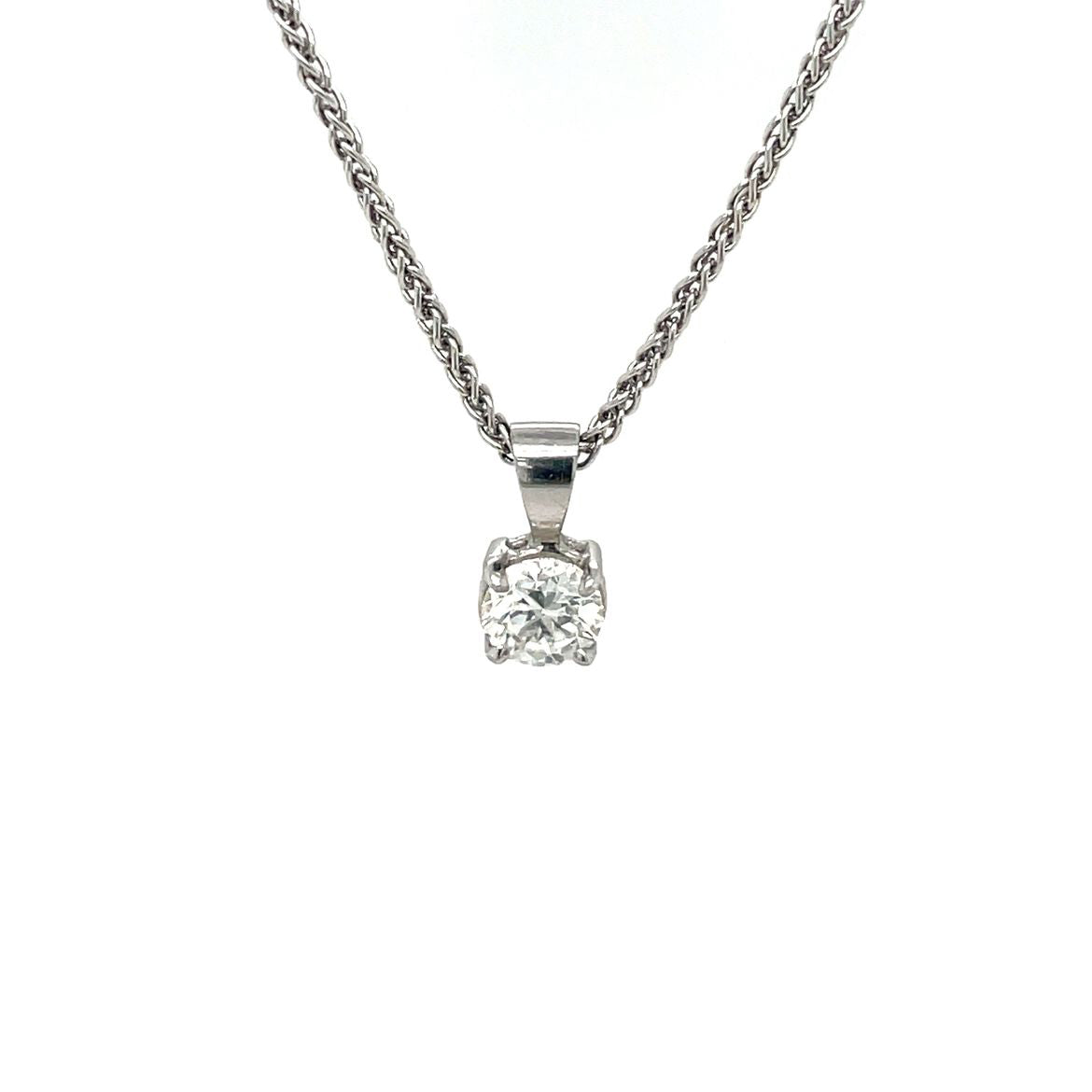 18ct White Gold Diamond Solitaire Pendant