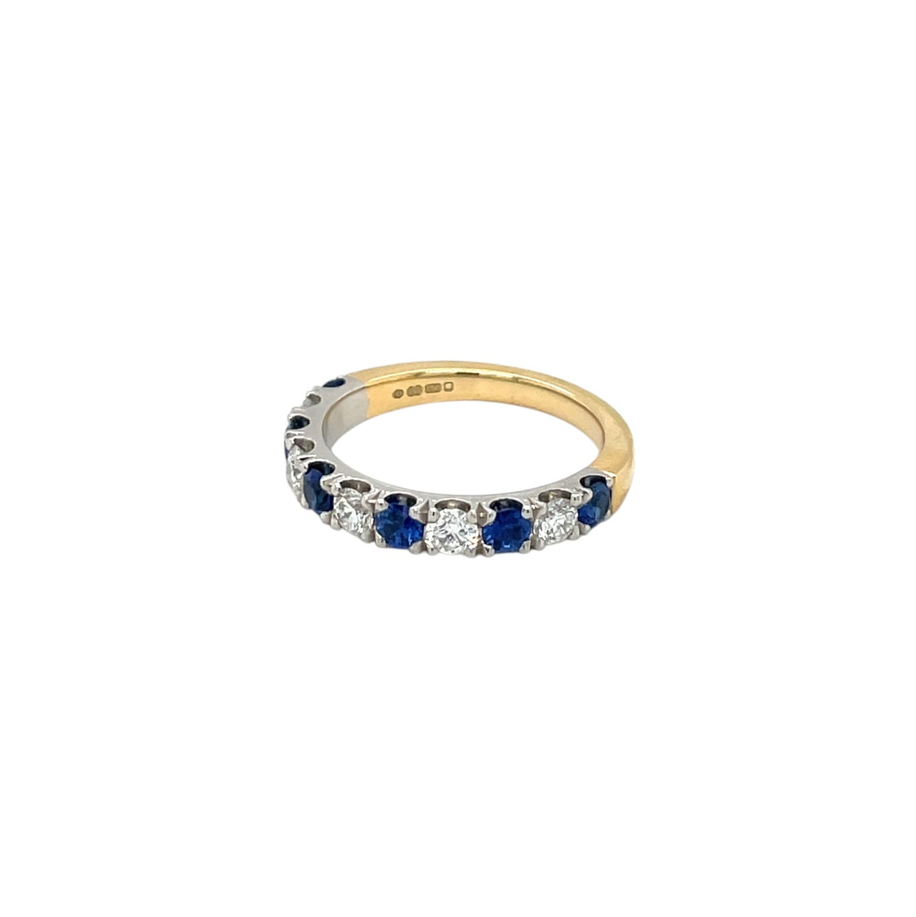 18ct Yellow & White Gold Sapphire & Diamond Half-Set Eternity Ring (L)
