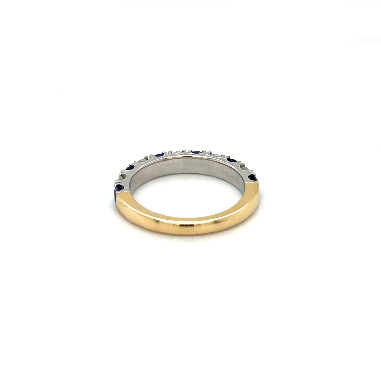 18ct Yellow & White Gold Half-Set Sapphire & Diamond Eternity Ring