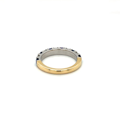 18ct Yellow & White Gold Half-Set Sapphire & Diamond Eternity Ring