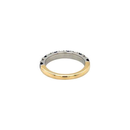 18ct Yellow & White Gold Sapphire & Diamond Half-Set Eternity Ring (L)