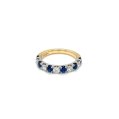 18ct Yellow & White Gold Half-Set Sapphire & Diamond Eternity Ring