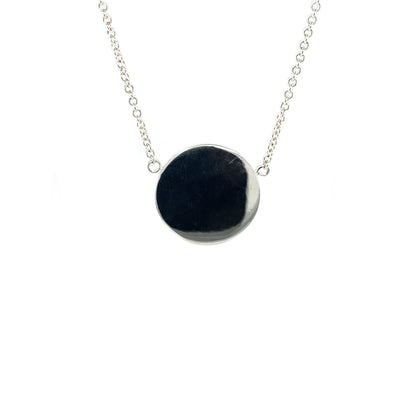Silver Polished Disk Pendant (18mm) & Chain (16-18")
