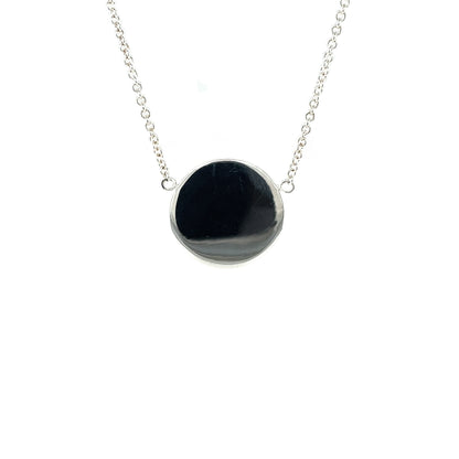Silver Polished Disk Pendant (18mm) & Chain (16-18")