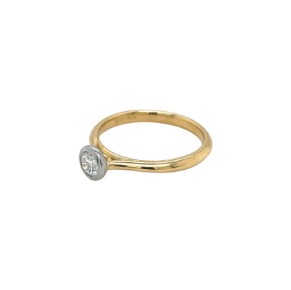 18ct Yellow Gold & Platinum Diamond Rubover Ring (M)