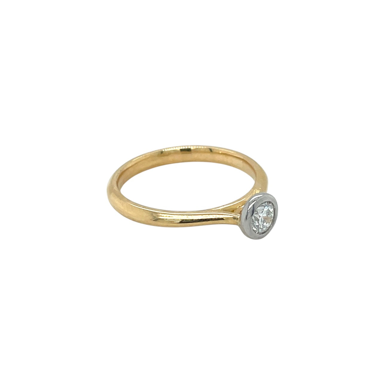 18ct Yellow Gold & Platinum Diamond Rubover Ring (M)