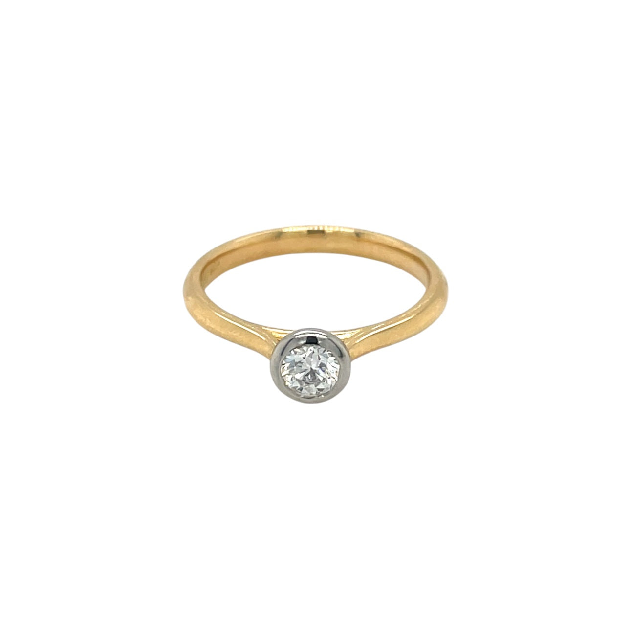 18ct Yellow Gold & Platinum Diamond Rubover Ring (M)