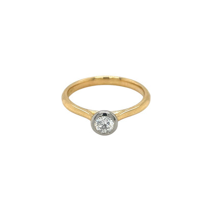 18ct Yellow Gold & Platinum Diamond Rubover Ring (M)