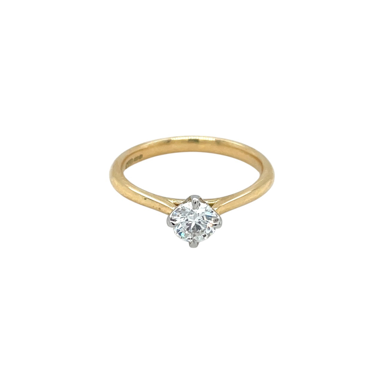 18ct Yellow Gold & Platinum Diamond Solitaire Ring (N)