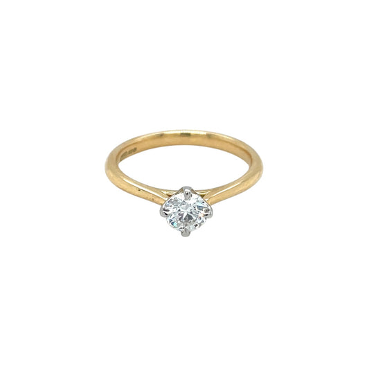 18ct Yellow Gold & Platinum Diamond Solitaire Ring (N)