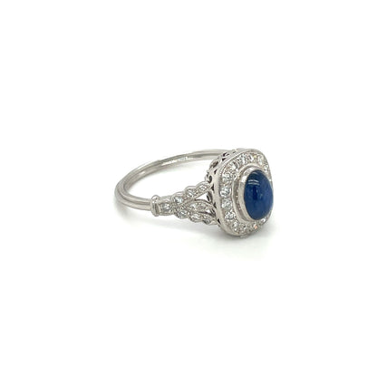Sapphire & Diamond Unique Cluster Ring