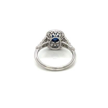 Sapphire & Diamond Unique Cluster Ring