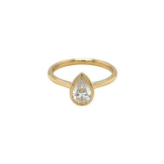 18ct Yellow Gold & Platinum Pear Cut Diamond Ring (N)