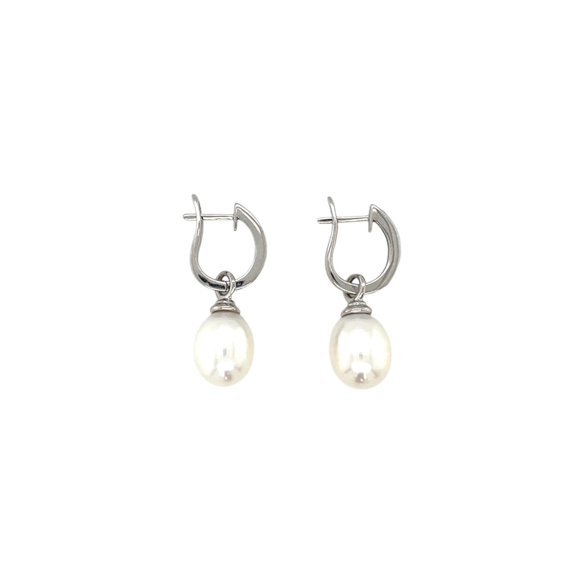 9ct White Gold Diamond Hinged Hoops & Freshwater Pearl Drop