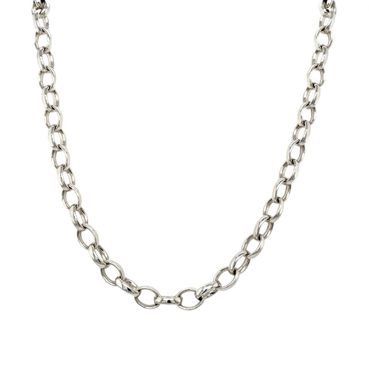 Silver Oval Belcher Chain (18")