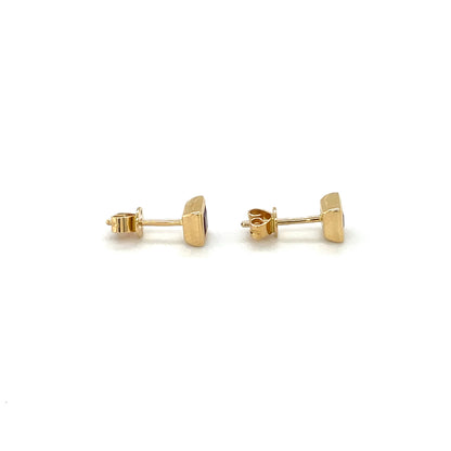 18ct Yellow Gold Square Ruby Stud Earrings