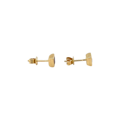 18ct Yellow Gold Square Ruby Stud Earrings
