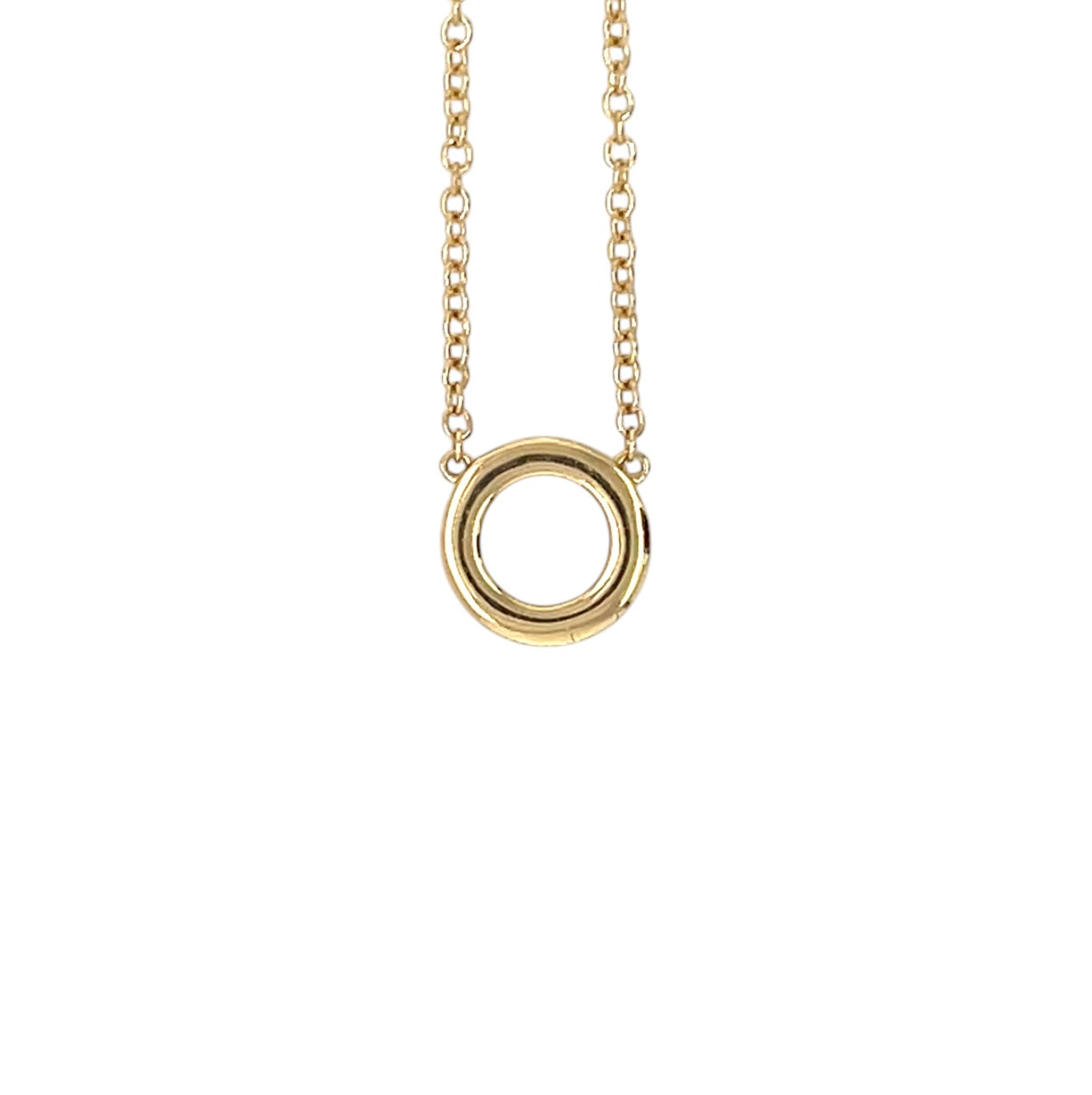 18ct Yellow Gold Rainbow Sapphire Circle Pendant & Chain (16-18")