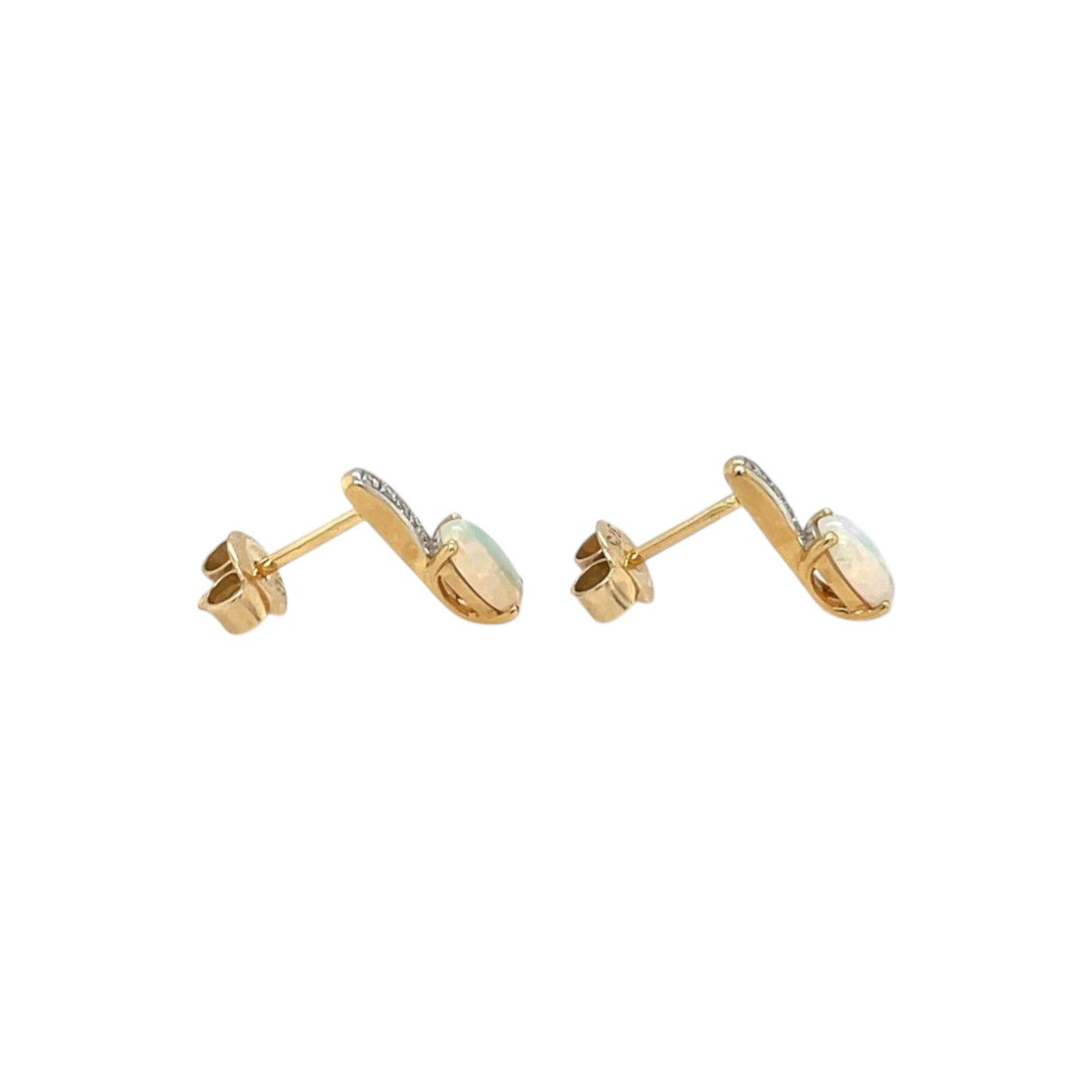 18ct Yellow & White Gold Diamond & Opal Earrings