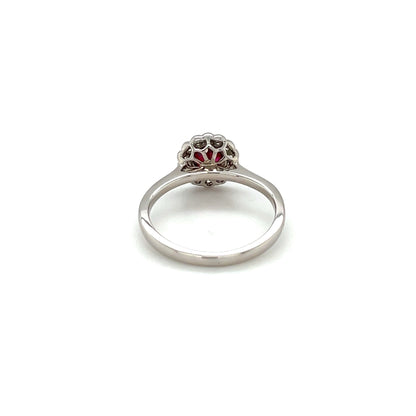 18ct Yellow Gold Ruby & Diamond Cluster Ring