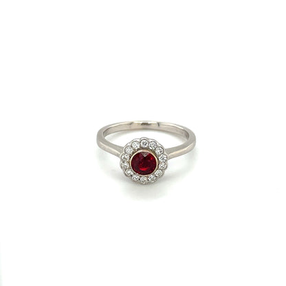 18ct Yellow Gold Ruby & Diamond Cluster Ring