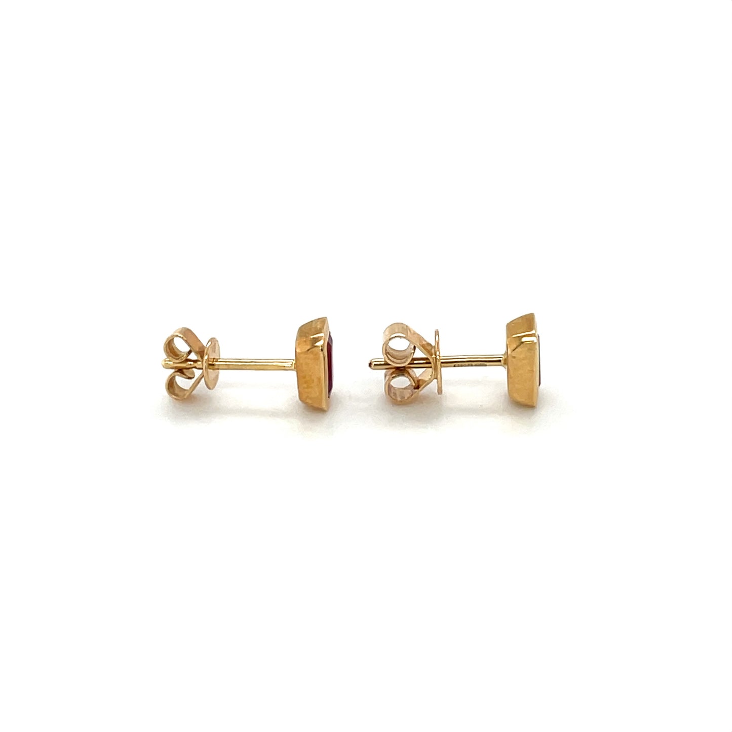 18ct Yellow Gold Rectangle Ruby Stud Earrings