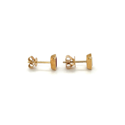 18ct Yellow Gold Rectangle Ruby Stud Earrings