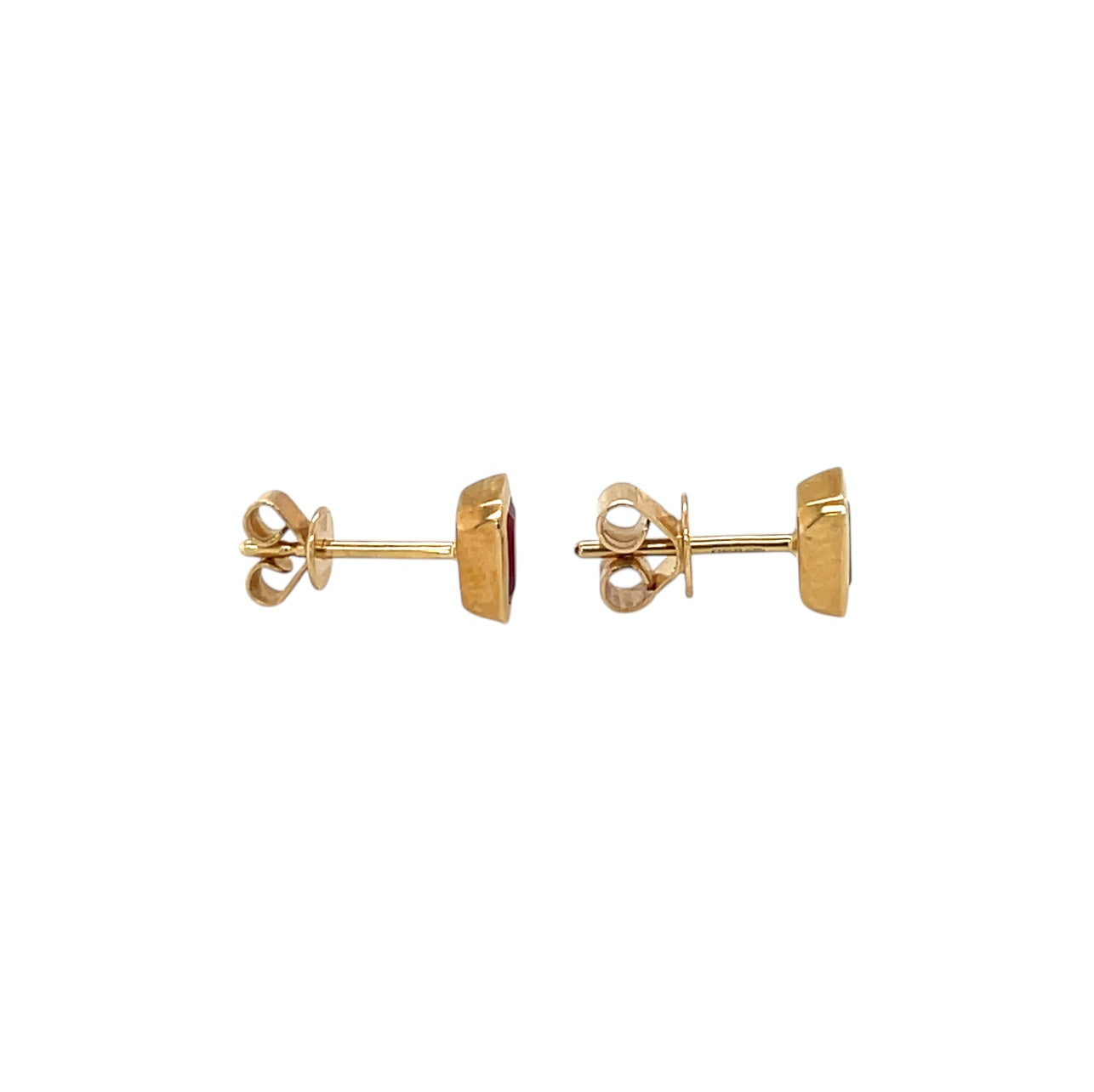 18ct Yellow Gold Rectangle Ruby Stud Earrings
