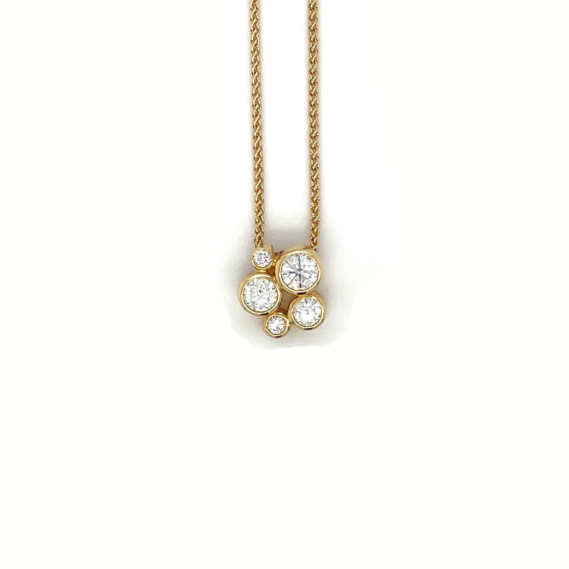 18ct Yellow Gold Bubble Diamond Pendant & Chain