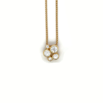 18ct Yellow Gold Bubble Diamond Pendant & Chain