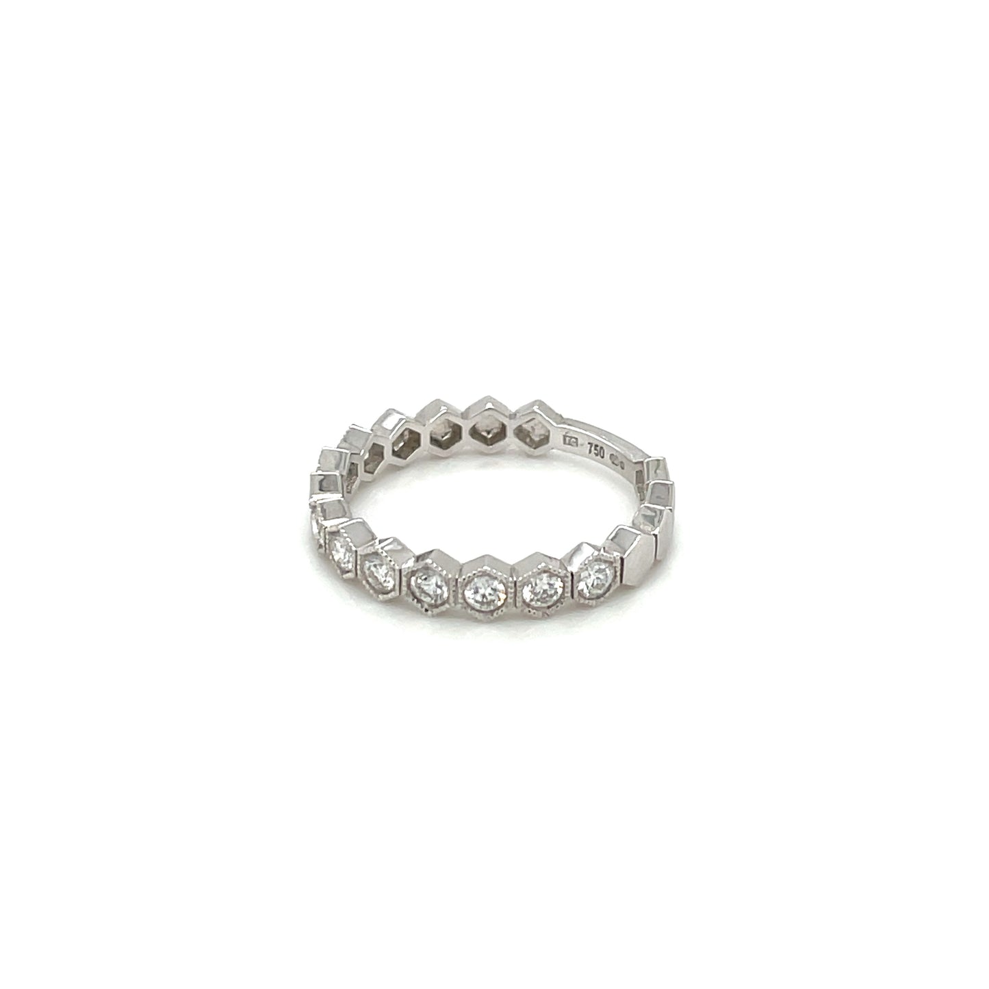 18ct White Gold Diamond Hexagon Eternity Ring
