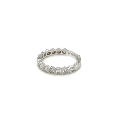 18ct White Gold Diamond Hexagon Eternity Ring