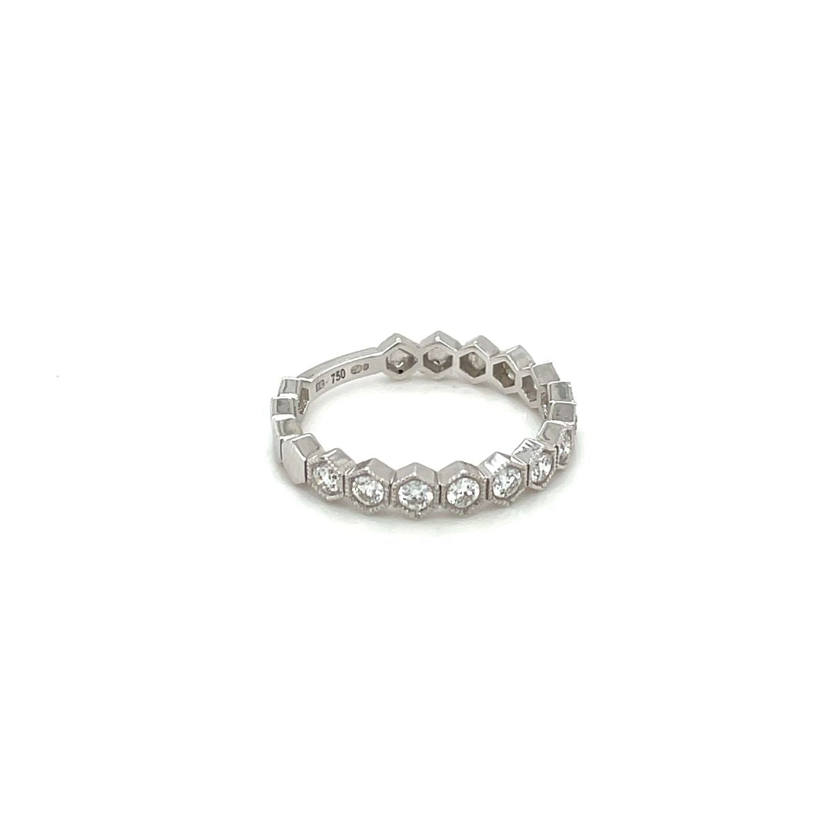 18ct White Gold Diamond Hexagon Eternity Ring