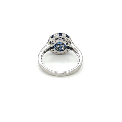 White Gold Sapphire and Diamond "bombe" Ring