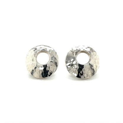 Silver Circle Hammered Stud Earrings
