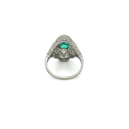Emerald & Diamond Art Deco Style Ring