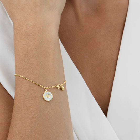 Silver Daisy Charm Bracelet (Gold Plated)