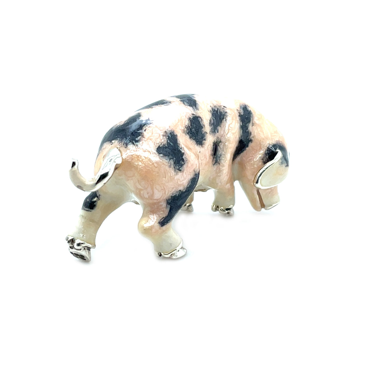 Saturno Silver and Enamel Gloucester Old Spot Pig (Medium)