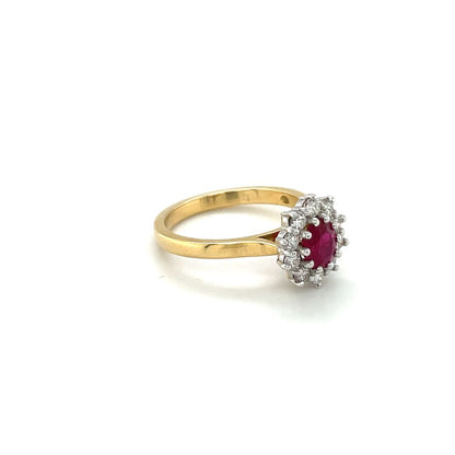Yellow And White Gold Ruby And Diamond Ring
