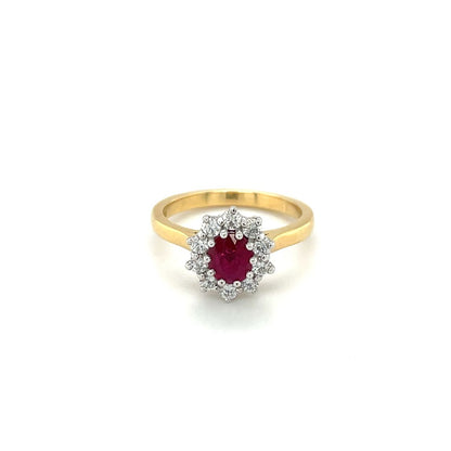 Yellow And White Gold Ruby And Diamond Ring