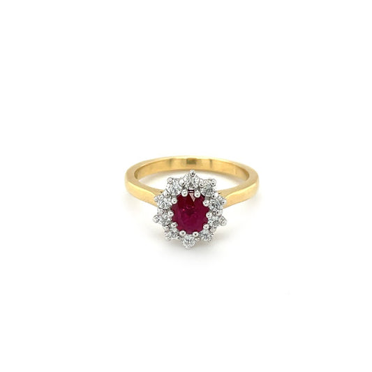 18ct Yellow & White Gold Ruby And Diamond Ring (M1/2)