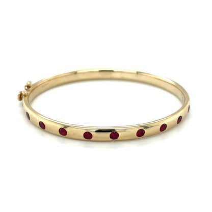 9ct Yellow Gold Ruby Hinged Bangle