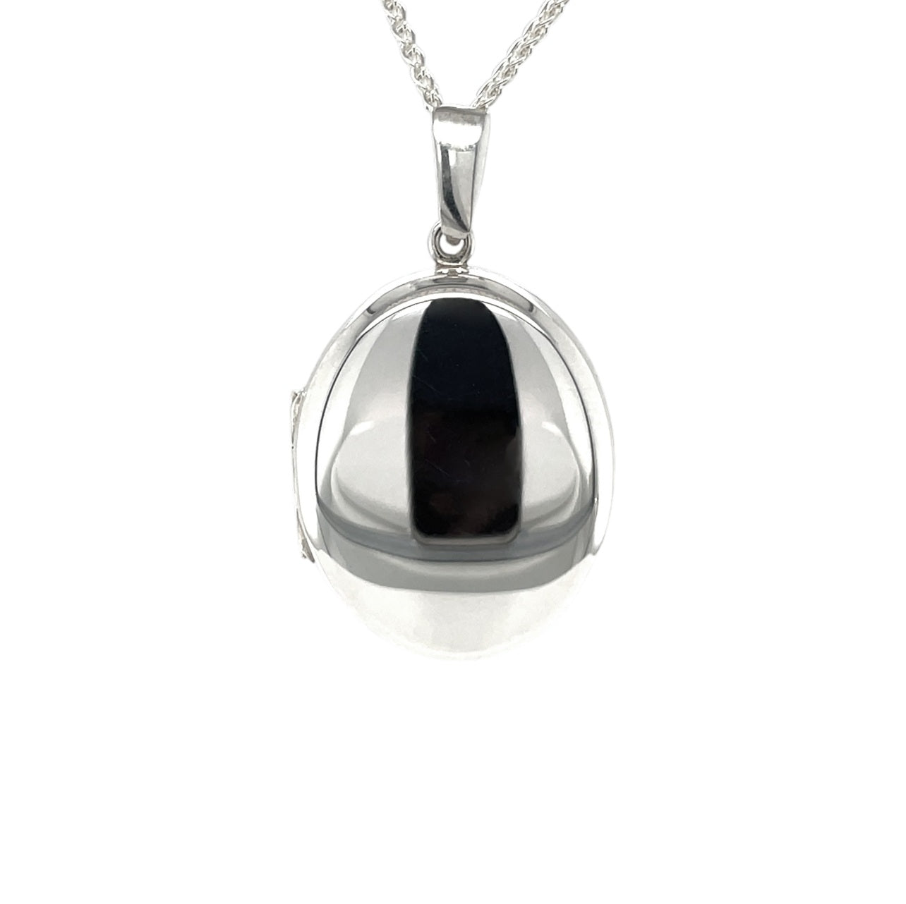 Silver Oval Locket (26mm) & Chain (16-18")