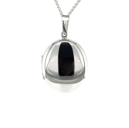 Silver Oval Locket (26mm) & Chain (16-18")