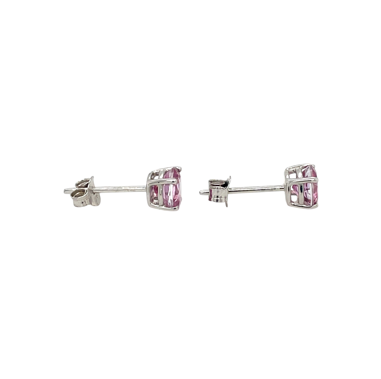 9ct White Gold Pink Topaz Stud Earrings