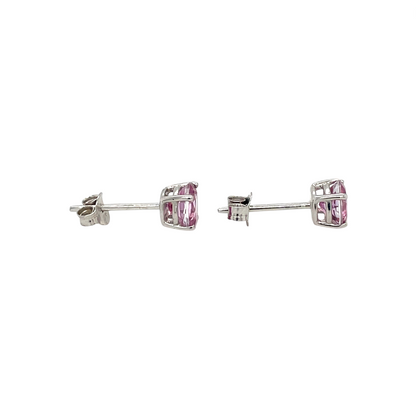 9ct White Gold Pink Topaz Stud Earrings